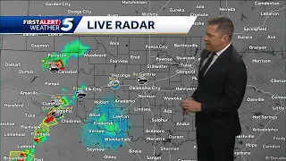 Tornado-warned storms continue to move towards Oklahoma