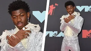 Watch Lil Nas X Shut the 2019 VMA Red Carpet Down With Glittery Getup