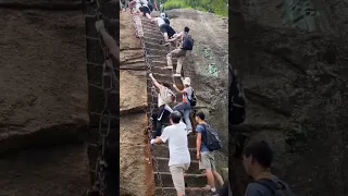 On July 12 , 2023 Tourists of Haushan Mountain ladder fell down accidentally #shortvideo