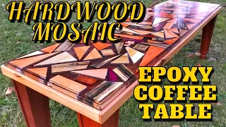 Hardwood Mosaic Epoxy Coffee Table | DIY How to Woodworking