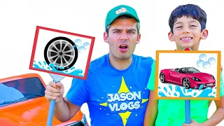 Jason play car wash for ice cream kids video