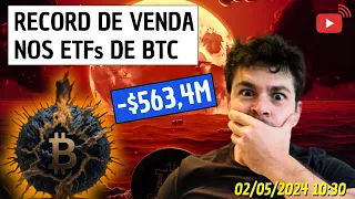 ETFs de BTC registram SAÍDA RECORD de 563 milhões #etf  #halving #crypto #btc