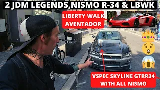A FRIEND 2 STEPS HIS SKYLINE GTR R-34 NISMO *SUPER RARE* THEN 2 LIBERTY WALK LEGENDS AVENTADOR & R35