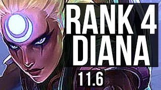 DIANA vs XERATH (MID) | Rank 4 Diana, 8/1/7, 600+ games, Godlike | EUW Challenger | v11.6