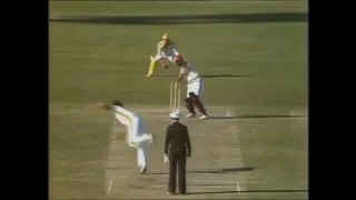 Lenny Pascoe's Express pace delivery Cartwheels the Off stump 1979 D/N world series cup