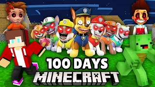 JJ and Mikey Survived 100 Days From Scary PAW PATROL.EXE in Minecraft Challenge Maizen