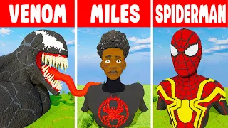 Minecraft MILES MORALES vs VENOM vs SPIDER-MAN STATUE BUILD CHALLENGE in Minecraft