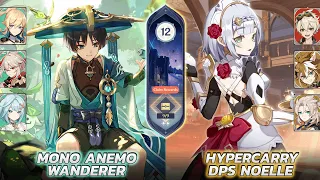 3.3 Abyss | Mono Anemo Wanderer & Hypercarry Noelle |Spiral Abyss Floor 12 9 Star Genshin Impact