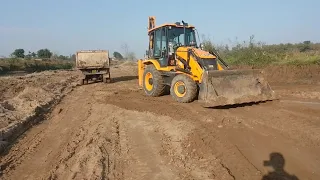 2 JCB 3dx Machines Loading Mud Together In Tractor Sonalika, Eicher, Mahindra With Trolley | JCB p-2