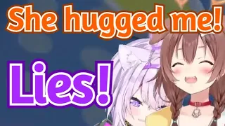 Okayu Surprises Korone with a Hug, Immediately Proceeds to Gaslight Her [Hololive/OkaKoro]