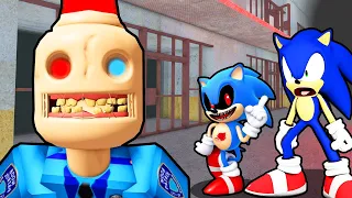 SONIC AND BABY SONIC.EXE VS ESCAPE SIREN COP'S PRISON IN ROBLOX
