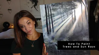 How To Paint Trees an Sun Rays Using Acrylics!