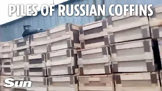 Russian soldier 'exposes' huge pile of coffins in Rostov