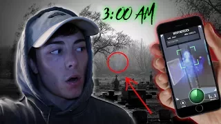 DO NOT USE THIS GHOST TRACKER APP AT 3AM! CEMETERY GHOST HUNTING AT 3:00 AM (GONE WRONG)