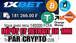 Dépôt et Retrait 1xBet en 1mn Avec la Crypto Monnaie