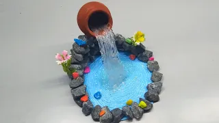 how to make Waterfall from hot glue gun and small pot. Showpiece for home decoration.