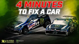 4 MINUTES to Fix Solberg's Car! | 🚩Red Flag Crash! 🚩 | FIA World Rallycross