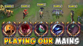 WE PLAYED OUR MAINS IN HIGH ELO!! (FOR FUN SQUAD VS. MASTER PLAYERS)