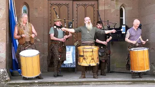 Scottish rebels Clanadonia keepin' it tribal playing Hamsterheid in front of Scone Palace, Scotland