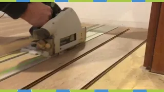 Lay the laminate, shorten the door, attach the transition strips