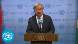 UN Chief on Israel/Gaza Crisis - Security Council Media Stakeout (25 October 23) | United Nations