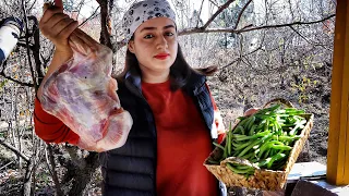 Cooking LOOBIA POLO ( Persian Green Bean Rice ) / An Original Iranian Taste in the countryside