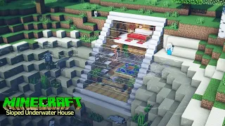 Minecraft Tutorial || Sloped Underwater House || minecraft under water house