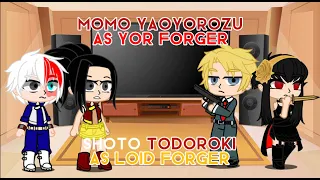 MHA react to Momo Yaoyorozu and Shoto Todoroki's future as Yor and Loid Forgers (+Anya) // TodoMomo