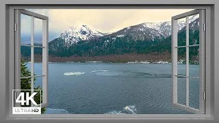 4K lake Window View of Chile's Laguna Quillelhue - Relaxing, Calming, Ambience,