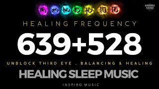 639hz + 528hz frequency,  HEALING SLEEP MUSIC |  unblock third eye. BINAURAL BLACK SCREEN