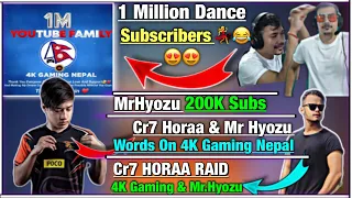 Mr.Hyozu & Cr7 HORAA On 4K Gaming Nepal | Cr7 HORAA Raid | 4K Gaming Nepal 1 Million Complete🇳🇵❤️.