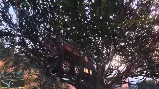 GTA V: Cement truck in tree