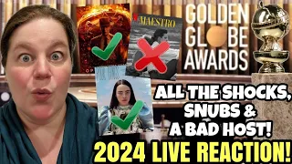 2024 GOLDEN GLOBES LIVE REACTION! *one HUGE surprise!*