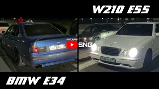 BMW E34 4.6 vs Mercedes E55 W210  |  БМВ Е34 4.6 и Мерседес Е55 W210