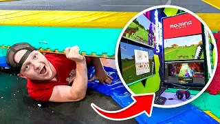 Secret Hidden Trampoline Park Gaming Fort!