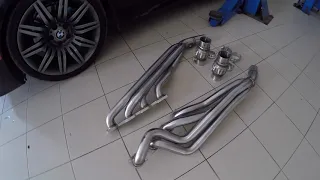 BMW 550i catless headers exhaust sound N62B48