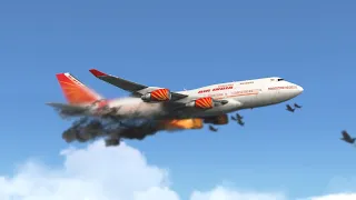 😱B747 Air India Bird Strike Emergency Landing Mangalore International Airport - [X-Plane11]