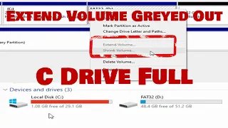 Extend Volume Greyed Out How to increase C drive space in Windows