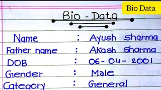 How To Write Biodata In English  || Bio- Data Kaise Banaye || Biodata Kaise Likhe ||