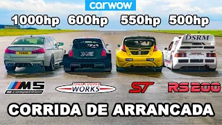 BMW M5 1000 cavalos vs Carros de corrida Rallycross de £1,15M: CORRIDA... e EXPLOSÃO!