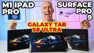 Three Of The Best Tablets Compared: Surface Pro Vs Galaxy Tab Ultra Vs iPad Pro.