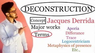 DECONSTRUCTION: concept || Jacques Derrida: His major works, Terms explained ! lecture 1