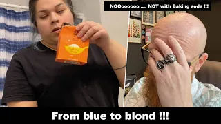 She is going from BLUE to BLOND !!! Hairdresser reacts to a hair fail #hair #beauty