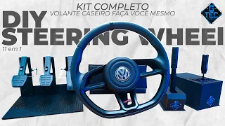 COMO FAZER VOLANTE CASEIRO PARA PC | KIT COMPLETO | 11 EM 1 | DIY STEERING WHEEL | G-TEC