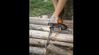 Работа бензопилы STIHL MS 180