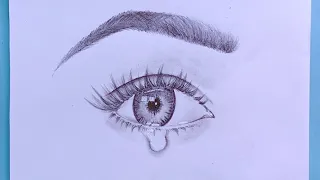 How to draw an eye with teardrop for beginners || Easy way to draw realistic eye