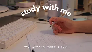 cozy 1 hour study with me: soft piano and rain sounds with timer :)