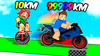 ENGANEI MEU AMIGO COM UMA MOTO NA CORRIDA DE MONOCICLO DO ROBLOX!! (Unicycle Down a Hill)