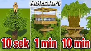 Minecraft BUDUJĘ DOMEK NA DRZEWIE W 10 SEKUND, 1 MINUTĘ I 10 MINUT!