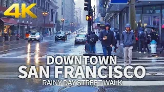 SAN FRANCISCO - Rainy Day Street Walk in Downtown San Francisco, California, USA, Travel, 4K UHD